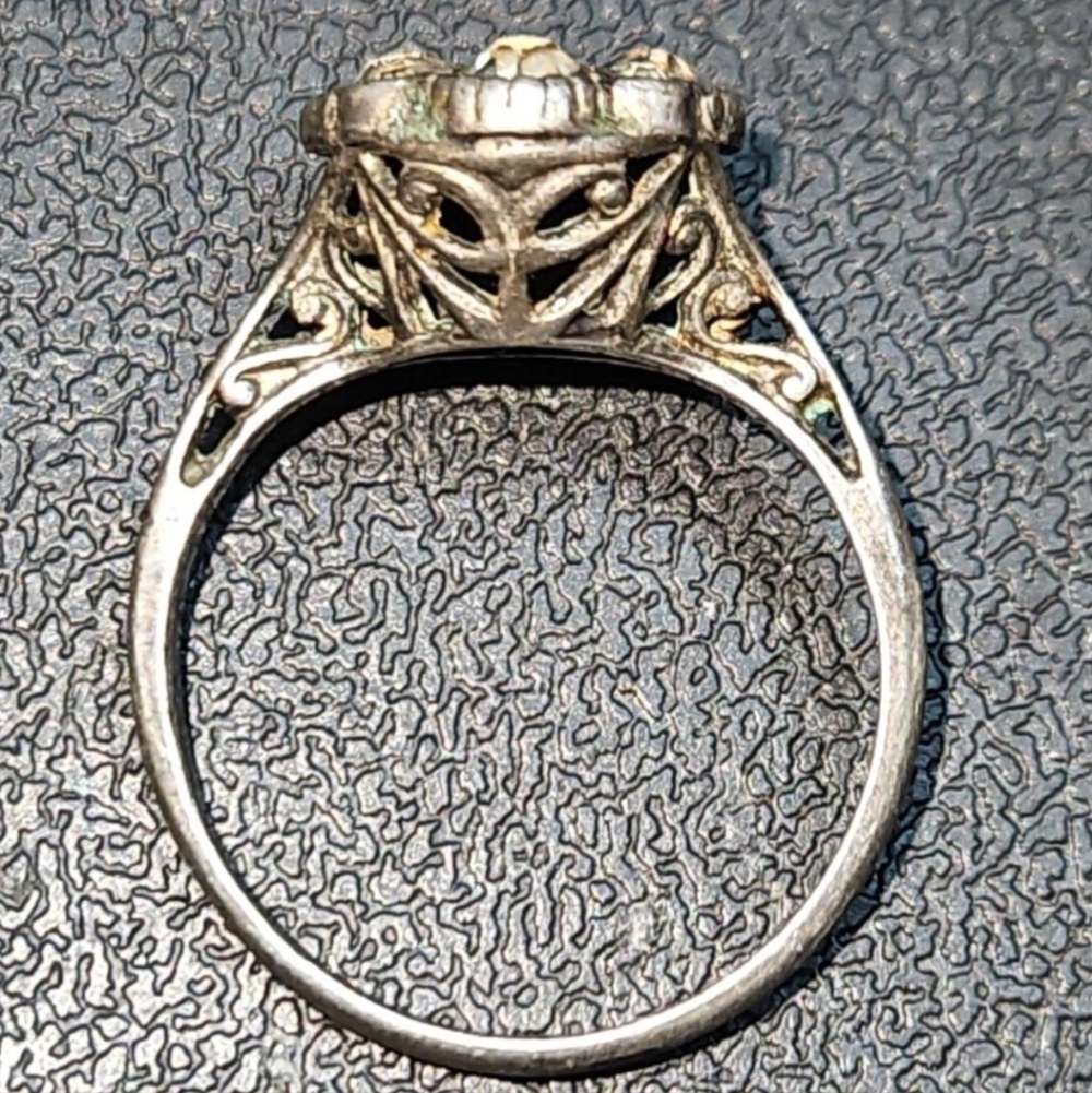 Antique Art Deco Sterling Silver & Paste  Filigree Women’s Ring